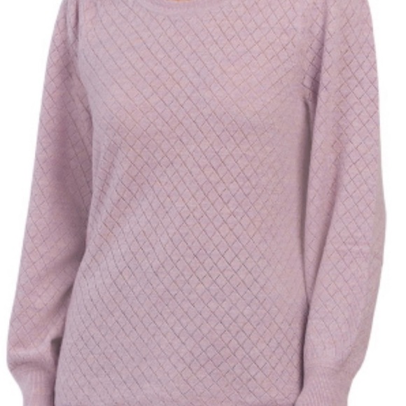 Nicole Miller Fine Merino Wool Pointless lilac Sweater MED NWT - Picture 5 of 11